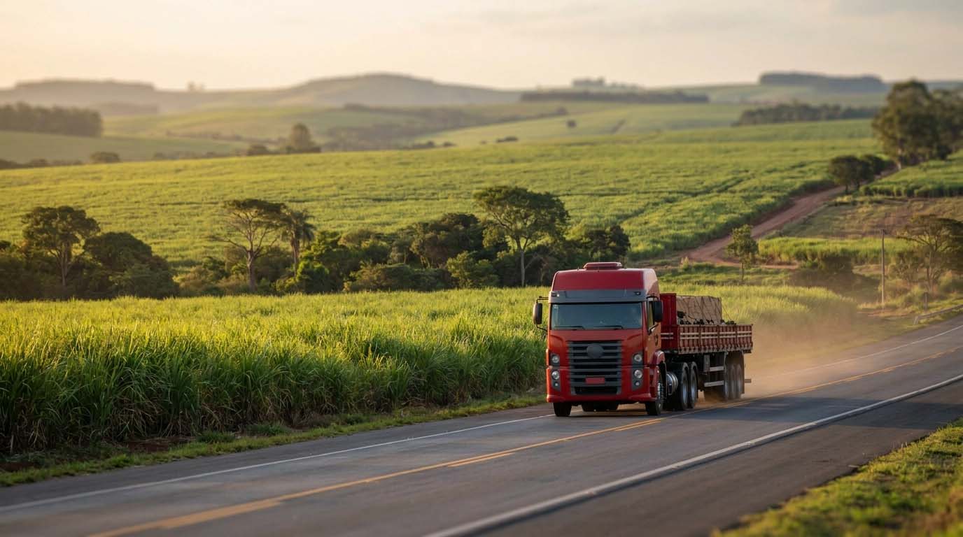 Caminhão de linha pesada em rodovia da região de Piracicaba e Capivari